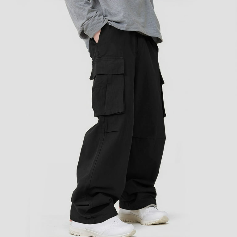 DODADAWANJ Mens Cargo Pants Trendy Fall Spring Wide Leg Baggy Pant