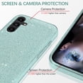 thumbnail image 2 of Compatible with Samsung Galaxy A14 5G Case with Screen Protector for Women Girls Glitter Shockproof Samsung A14 5G Phone Case Cute Slim 3 in 1 Protective Cases (Green), 2 of 13