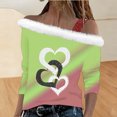 thumbnail image 6 of Craaazy Women's Valentine Day Long Sleeve Shirts Loose Off the Shoulder Suspender Tops Gifts, 6 of 7