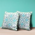 thumbnail image 4 of Paisley Leaf Geo Duo Indoor/Outdoor Pillow with Removable Cover in White Light Blue Green16x16, 4 of 5
