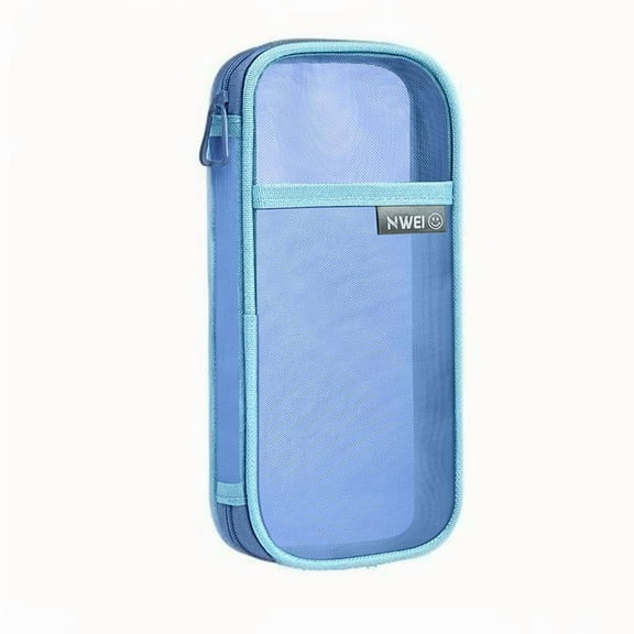 Pencil Case, Mesh Pencil Case, Clear Pencil Case With Zipper, Pencil Bag, Large Capacity Cosmetics Bag, Organizer Box for Adult, Aesthetic Pen Bag for Office Travel Supplies(blue)