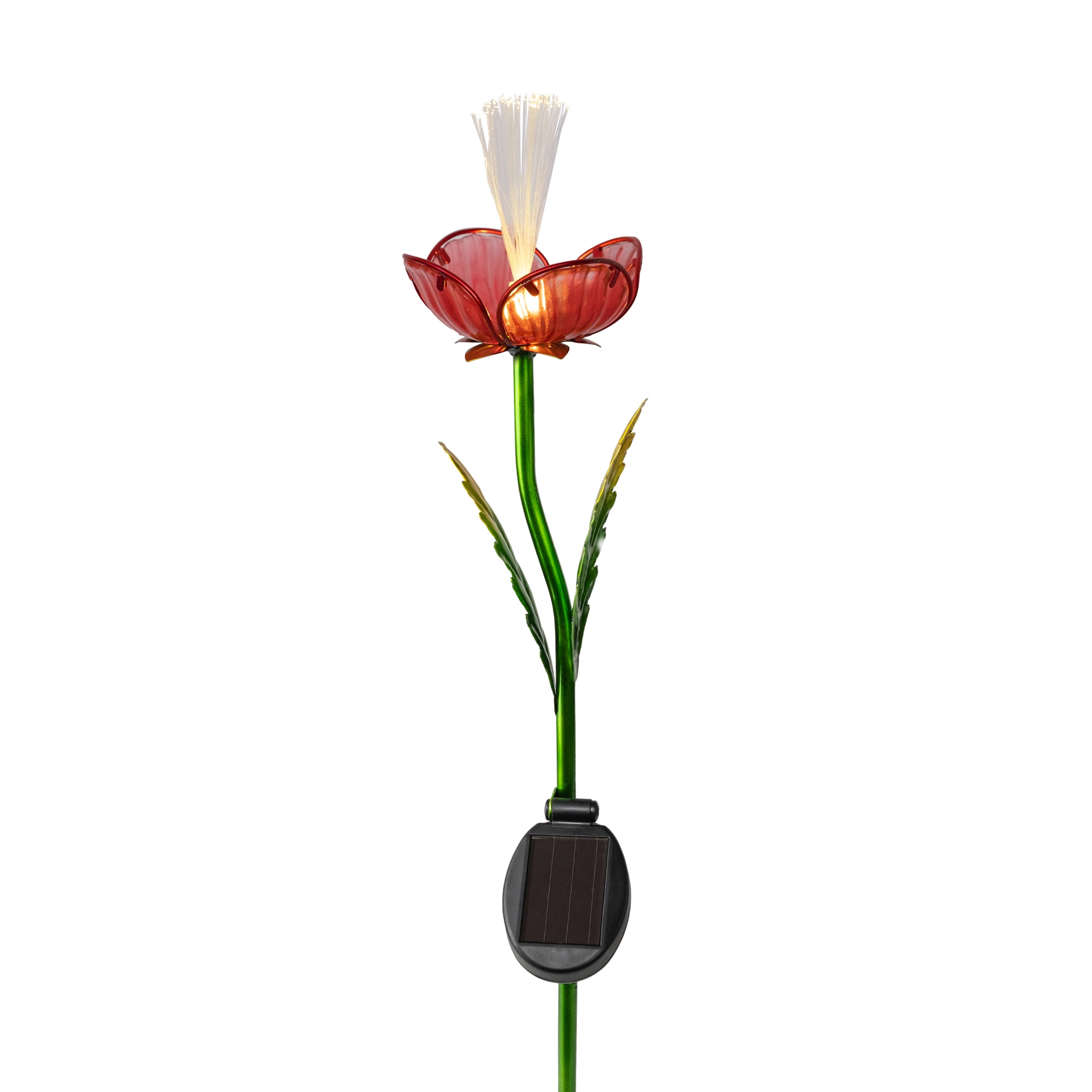 Better Homes & Gardens Solar LED Red Rose Glass & Metal Stake Light Outdoor Décor, 6.5"W x 4.72"D x 31.5"H, 0.89 lb weight