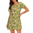 thumbnail image 1 of Balery Running Beagle Camisón de manga corta con cuello redondo para mujer, cómodo y elegante., 1 of 6