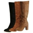thumbnail image 7 of Xiaoxatg Ladies Casual Retro Solid Color Side Zipper Heel High Knee Boots for Women 6.5 Khaki, 7 of 7