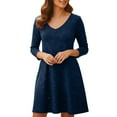 thumbnail image 6 of ClodeEU Women's 3/4 Sleeve Midi Dress,Casual V Neck T Shirt Long Tunic Loose Fit Flowy Dresses Navy,Womens Plus S, 6 of 6