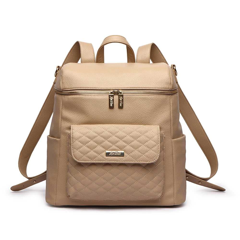 Luli Bebe Monaco Diaper Bag Backpack Storage Bag Stylish Vegan Leather Latte Brown Walmart
