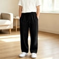 thumbnail image 5 of CONROSES Kids Boys Casual Pants Wide Leg Baggy Pant for Child Solid Elastic Waist Cozy Fall Winter Jogger Trousers with Pockets, 5 of 8