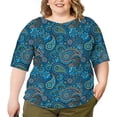 thumbnail image 2 of CLOOCL Vintage Shirts for Women Mid Sleeve Tops Perris Vortex Printing Plus Size Blouse, 2 of 6