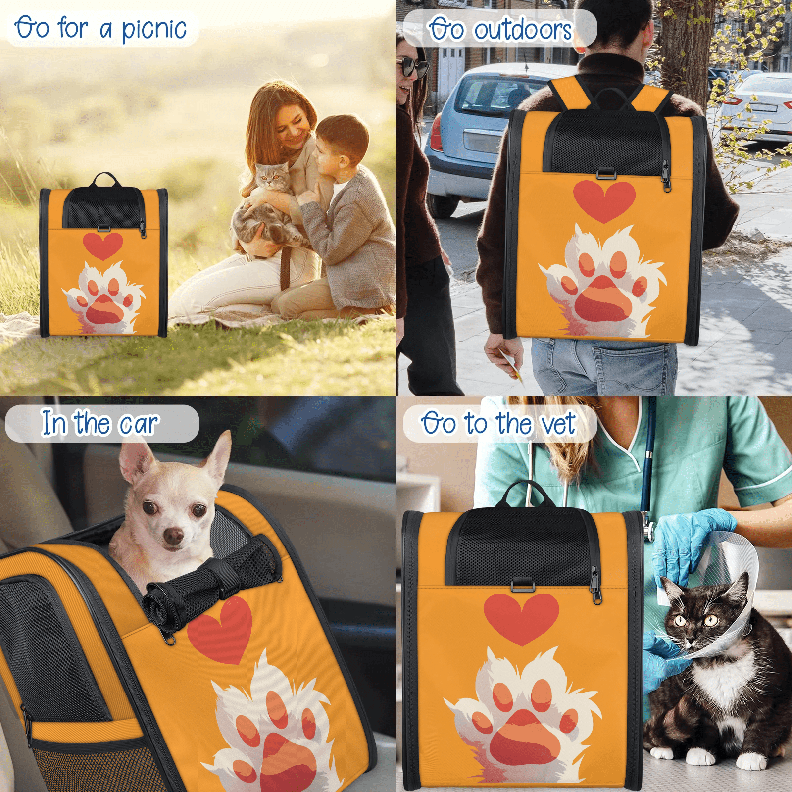Cat Carrier Backpack with Breathable Mesh,Pet Backpack Carrier for Dog, Cats, Small Animals Less than 13 lbs,Portable Pet Travel Backpack for Traveling/Hiking/Camping/Outdoor