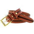 thumbnail image 2 of Mens 1 1/4" Medium Brown English Bridle Leather Belt Embossed Nickel-Free, 2 of 4