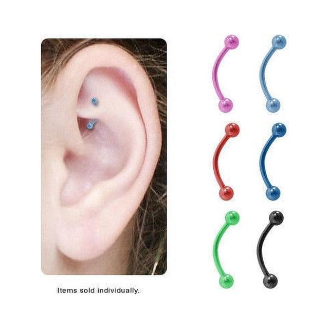 BodyJewelryOnline Perles en Titane Barre Courbée Boucles d'Oreilles Rook