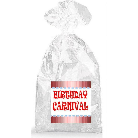Red Happy Birthday Carnival Party Favor Bags with Ties - 12pack