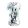 thumbnail image 4 of Tops de Mujer Elegantes Blusas Casuales Camisas de Moda Con Cuello en V Flor Suelta Pintura Camiseta de Manga Corta Blusa Superior Odeerbi  ODB156228, 4 of 5