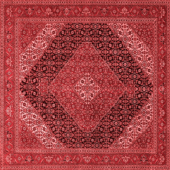 Ahgly Company Indoor Square Medallion Red Traditional Area Rugs, 5' Square