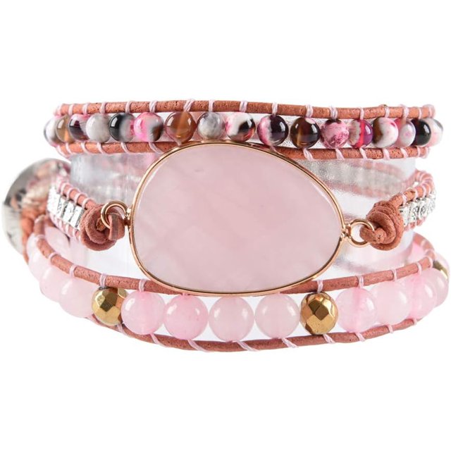 GHSDFBB Bracelet Statue de Poignet en Perles de Pierre Naturelle Fait Main 3 Rangées Grand Collection de Bijoux