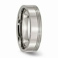 thumbnail image 4 of Solid Titanium Grooved 6mm Wedding Band Ring Size 8.5, 4 of 7