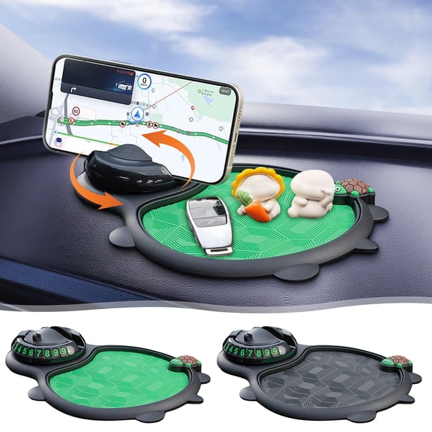 Soporte Multifuncional Antideslizante para Teléfono Móvil para Coche, Organizador de Salpicadero 3 En 1, Alfombrilla de Silicona Antideslizante para Decoración Del Coche | Material: Pvc y Abs | Sopor