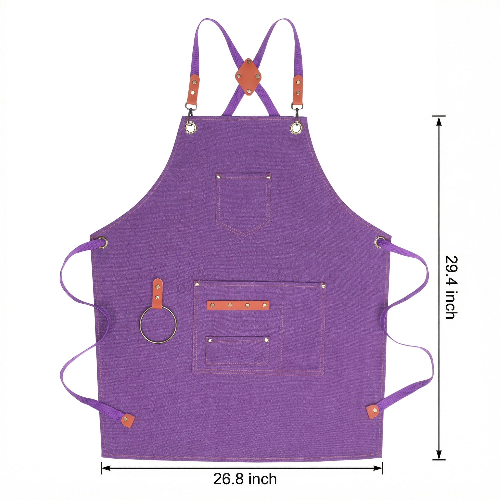 Unique Bargains Adjustable Cooking Apron with Pockets for Home and Kitchen Purple