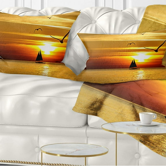 Designart 12" x 20" Blue Polyester Throw Pillow