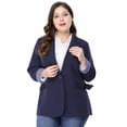 thumbnail image 3 of GRACE & GRANDEUR Blazer Décontracté à Rayures pour Femmes Grande Taille avec Revers Cranté, 3 of 6