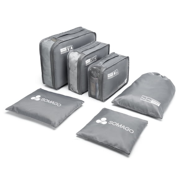 Somago 6 Pcs Packing Cubes for Travel with Clothes Shoes Cosmetics Toiletries Storage Bags Luggage Organizers for Suitcase Travel Essentials