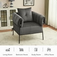 thumbnail image 5 of Furniliving Upholstered Accent Chair, Oversized Barrel Armchair with Thicker Seat Cushion and Pillow, Club Chair for Living Room Bedroom Makeup Room, Grey, 5 of 10