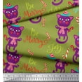 thumbnail image 3 of Soimoi Green Heavy Canvas Fabric Text & Cat Kids Print Fabric by the Yard 58 Inch Wide, 3 of 3