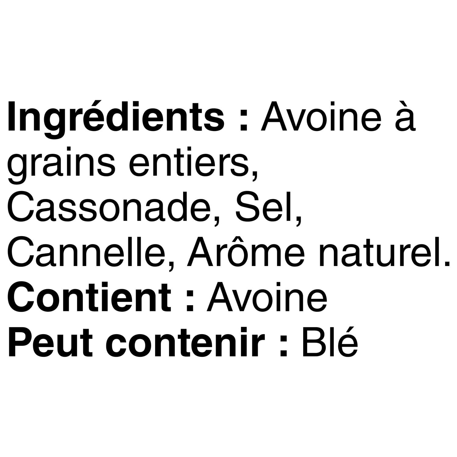 Quaker Gruau coupe épointée à cuisson rapide Cassonade et cannelle