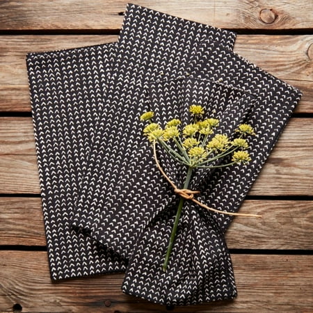 

Black Modern Block Print Cotton Napkin Set
