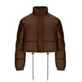 thumbnail image 5 of ZQUUVOU Women's Winter Croppped Puffer Jacket Solid Color Short Padded Coat Zipper Casual Jacket Warm Fashion Outerwear Brown, 5 of 7