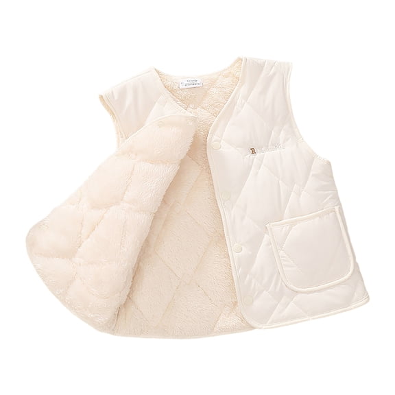 Gubotare Girls Fleece Vest Toddler Baby Boy Girl Fleece Vest Fuzzy Sleeveless Waistcoat Winter Plush Jacket Vest with Pockets 12 18 Months (White,12-18 Months)