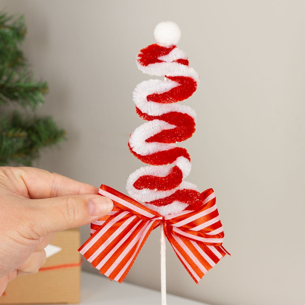 12pc Peppermint-Themed Pipe Cleaner Picks - for Winter/Christmas Decor - Factory Direct Craft