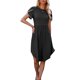 thumbnail image 1 of VISgogo Vestido casual para mujer Cuello redondo Split Manga corta Cintura alta Dobladillo curvo Vestidos de color sólido VISgogo moda, 1 of 6