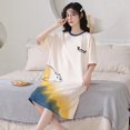 thumbnail image 1 of Ropa de dormir ligera de manga corta para mujer, ropa de dormir holgada de algodón con simulación de maternidad para el hogar, cómoda con estampado de dibujos animados, verano, 1 of 5