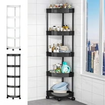 OEFNTAC 5 Tier Rolling Corner Shelf with Wheels for Bathroom Kitchen Living Room Storage