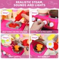 thumbnail image 3 of Wisairt Play Kitchen Set, 2.6FT Tall Kids Play Kitchen w/ Realistic Lights Sounds Simulation Spray for Toddlers Girls Boys Gift, Pink - 22x12.6x31.5in, 3 of 7