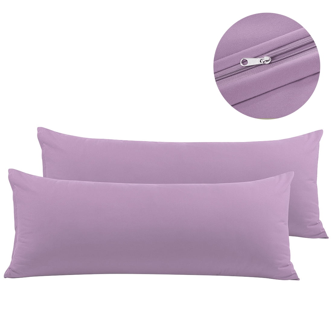 PiccoCasa Zippered Body Pillow Cover Microfiber SilkySoft Lavender