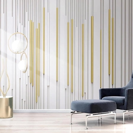 Nordic Modern Lines Wall Murals Wallpaper, Abstract Stereo Golden Geometry Large Wall Paper Wall Murals Space, Suitable for Living Room Bedroom Home Decoration-98.4"W x 68.9"H