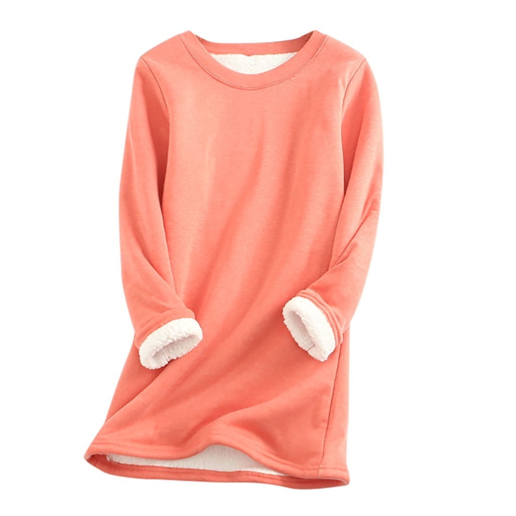 BSDJILFG 3 Pack Winter Basic Tees for Women Oversized Sweatshirts Crewneck Tops Wool Thicken Long Sleeve Midi Shirt Dress Loungewear New Trending Clothes ,S-5XL 50%