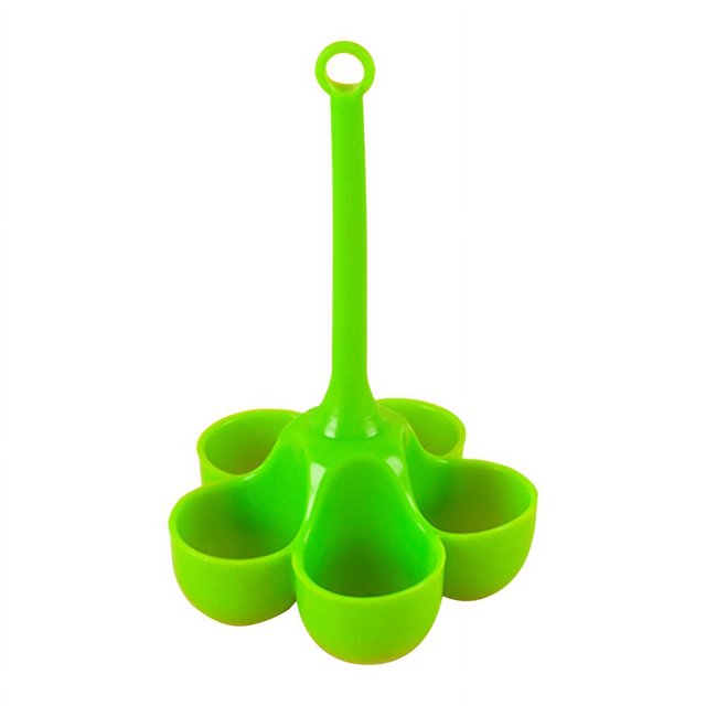 Bandeja para huevos al vapor de silicona de 5 orificios para alta temperatura, utensilios complementarios para alimentos de calidad alimentaria, color verde