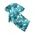 thumbnail image 2 of Uccdo Little Girls Boys Button Down Pajama Sets Teenagers Kids Satin Silk Short Sleeve Shirts + Shorts Sleepwear 5-14Y, 2 of 8