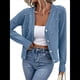 thumbnail image 1 of Cárdigan con Botones y Ribete de Perlas para Mujer, Suéter de Punto con Cuello en V y Larga, Moderno y Versátil. Azul L, 1 of 8