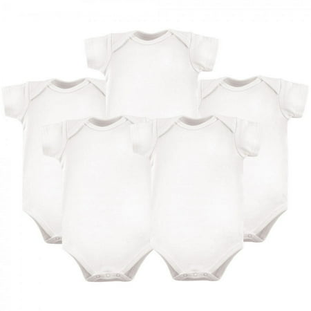 Hudson Baby Cotton Bodysuits 5pk, White, 12-18 Months