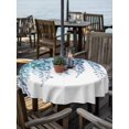 thumbnail image 2 of Outdoor Tablecloth with Umbrella Hole Zipper Teal Eucalyptus Leaf Round Tablecloth 60" Waterproof Outside Table Cloth Spring Botanical Watercolor Patio Table Cover Tablecloths for Picnic Party, 2 of 8