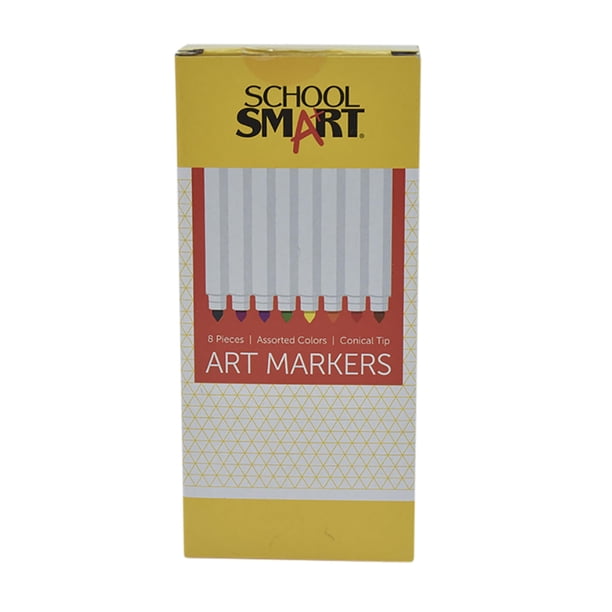 School Smart Rotulador artístico no tóxico, punta cónica, colores surtidos, paquete de 8