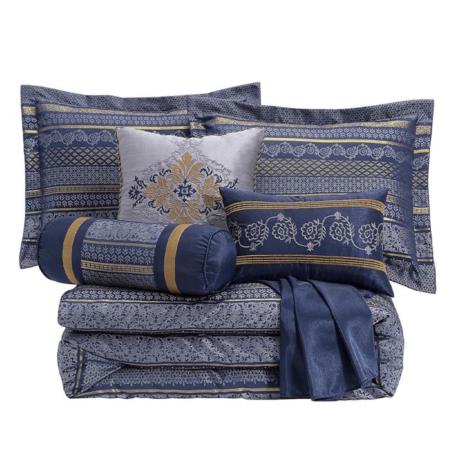 MesaSe Comforter Set King Size 7-Piece Soft Bedding Quilt Coverlet Bedspread with Traditional Floral Medallion Pattern for Bedroom