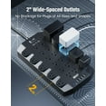 thumbnail image 3 of SUPERDANNY Power Strip Surge Protector with 10ft Extension Cord - 22 Outlets, 6 USB Ports, 45W Fast Charging - 1875W/15A, 2100J, 45°Plug, Mountable - Ideal for Home, Office, Gaming, PC, Streaming, 3 of 7