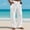 White, variant on Swuxness Men's Linen Long Pants Summer Relaxed Straight Leg Elastic Waist Loose Trousers