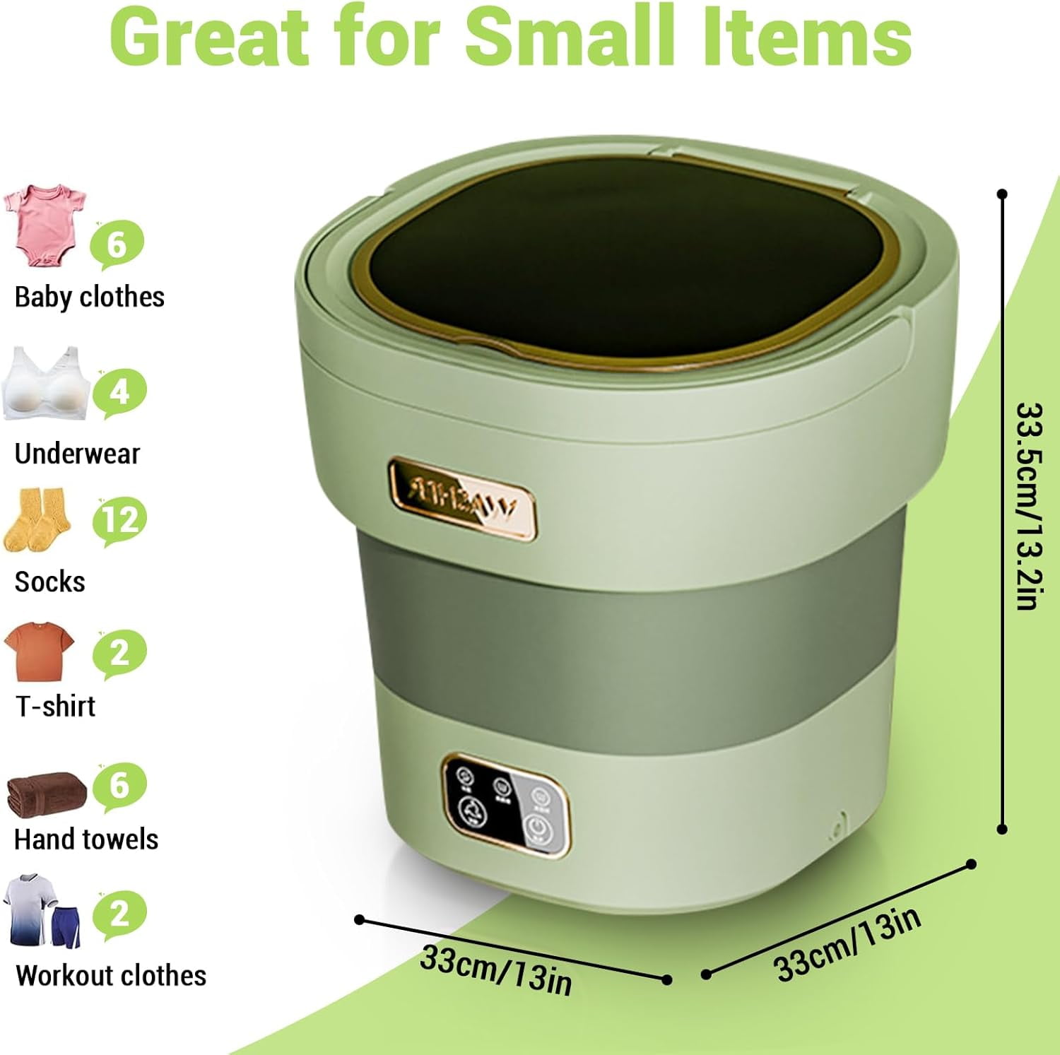 Portable Washing Machine, 12l Foldable Mini Washer with with 4 Modes and Spin Basket Deep Cleaning of Underwear Baby Clothes and Small Clothes for Apartments Dorm RV Travel Hotel Laundry