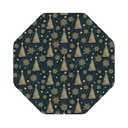 

Pofeuu Gold Snowflake Christmas Tree Print Leather Coasters Set of 6 Round Cups Mugs Mat Pad for Home Kitchen Heat Resistant Drink Coasters Octagon